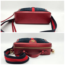 Load image into Gallery viewer, Authentic G G Ophidia Top Handle Suade Navy Blue