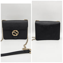 Load image into Gallery viewer, Authentic G G Interlocking G Shoulder Bag Black