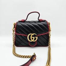 Load image into Gallery viewer, Authentic G G Marmont Top Handle Black Red