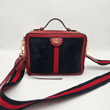 Load image into Gallery viewer, Authentic G G Ophidia Top Handle Suade Navy Blue