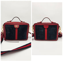 Load image into Gallery viewer, Authentic G G Ophidia Top Handle Suade Navy Blue