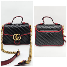 Load image into Gallery viewer, Authentic G G Marmont Top Handle Black Red