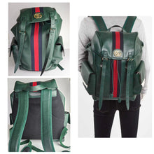 Load image into Gallery viewer, Authentic G G Ophidia Leather Backpack Green
