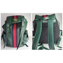 Load image into Gallery viewer, Authentic G G Ophidia Leather Backpack Green
