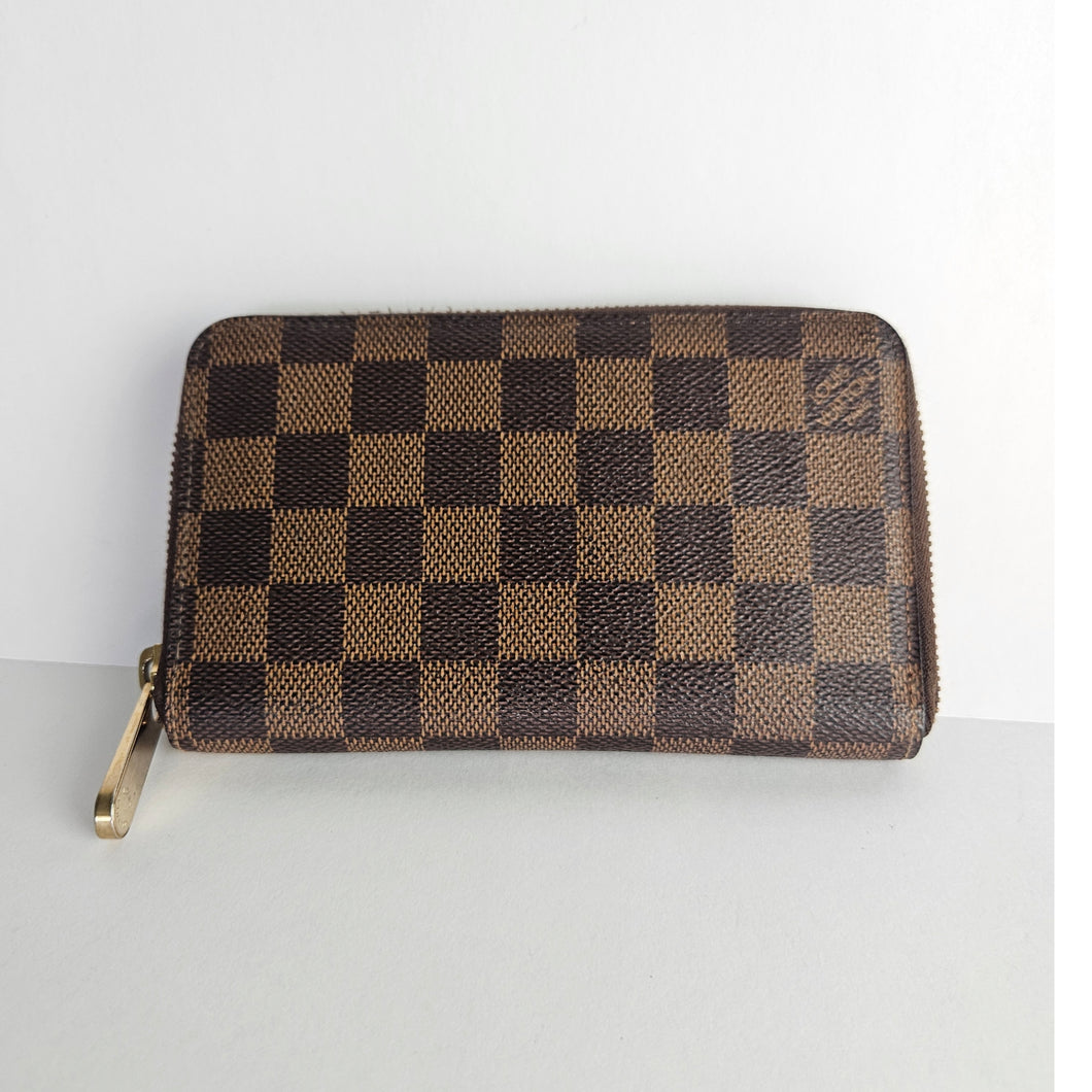 Authentic Damier Ebene Zippy Compact Wallet