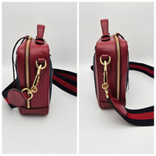 Load image into Gallery viewer, Authentic G G Ophidia Top Handle Suade Navy Blue
