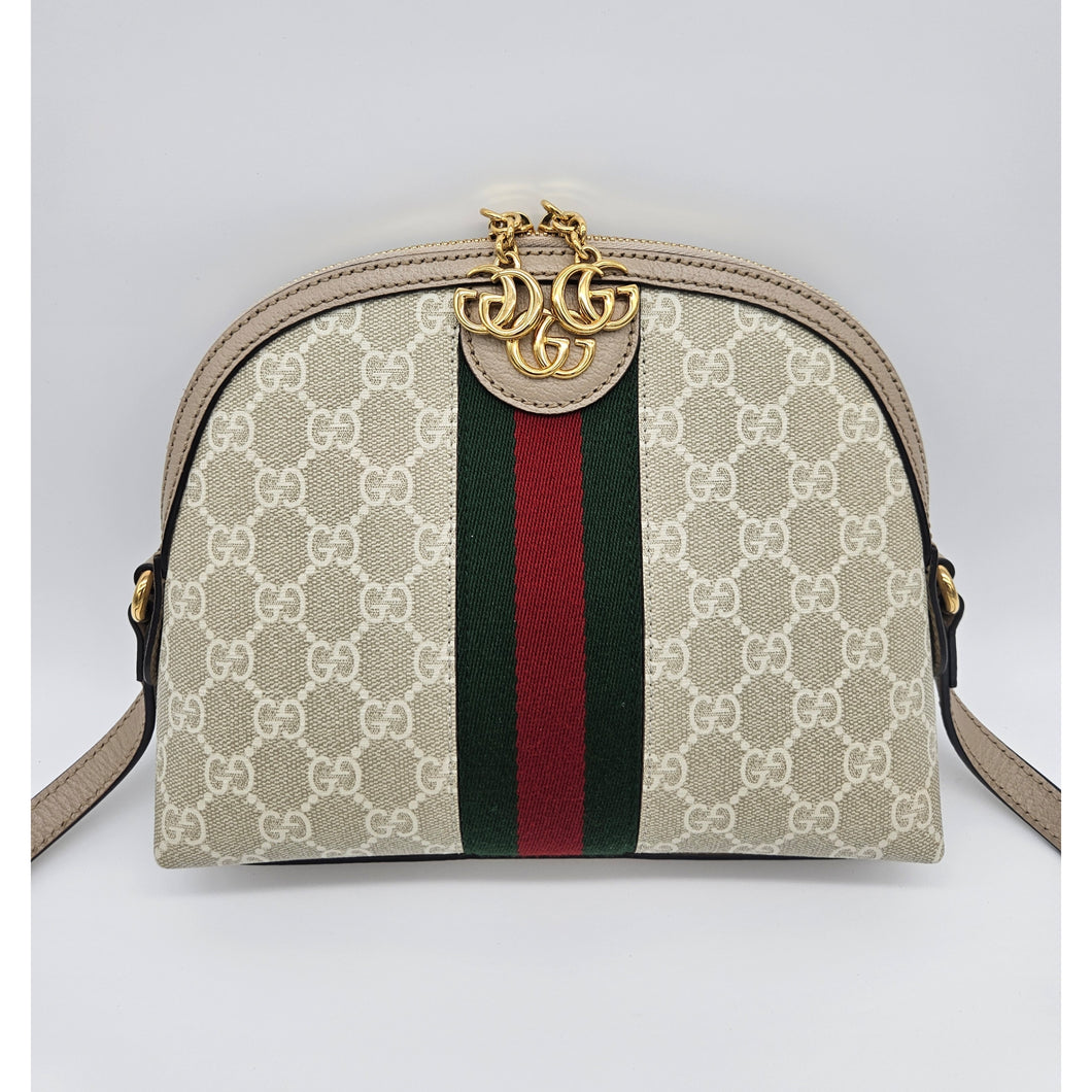 Authentic G G Ophidia Shoulder Bag Beige