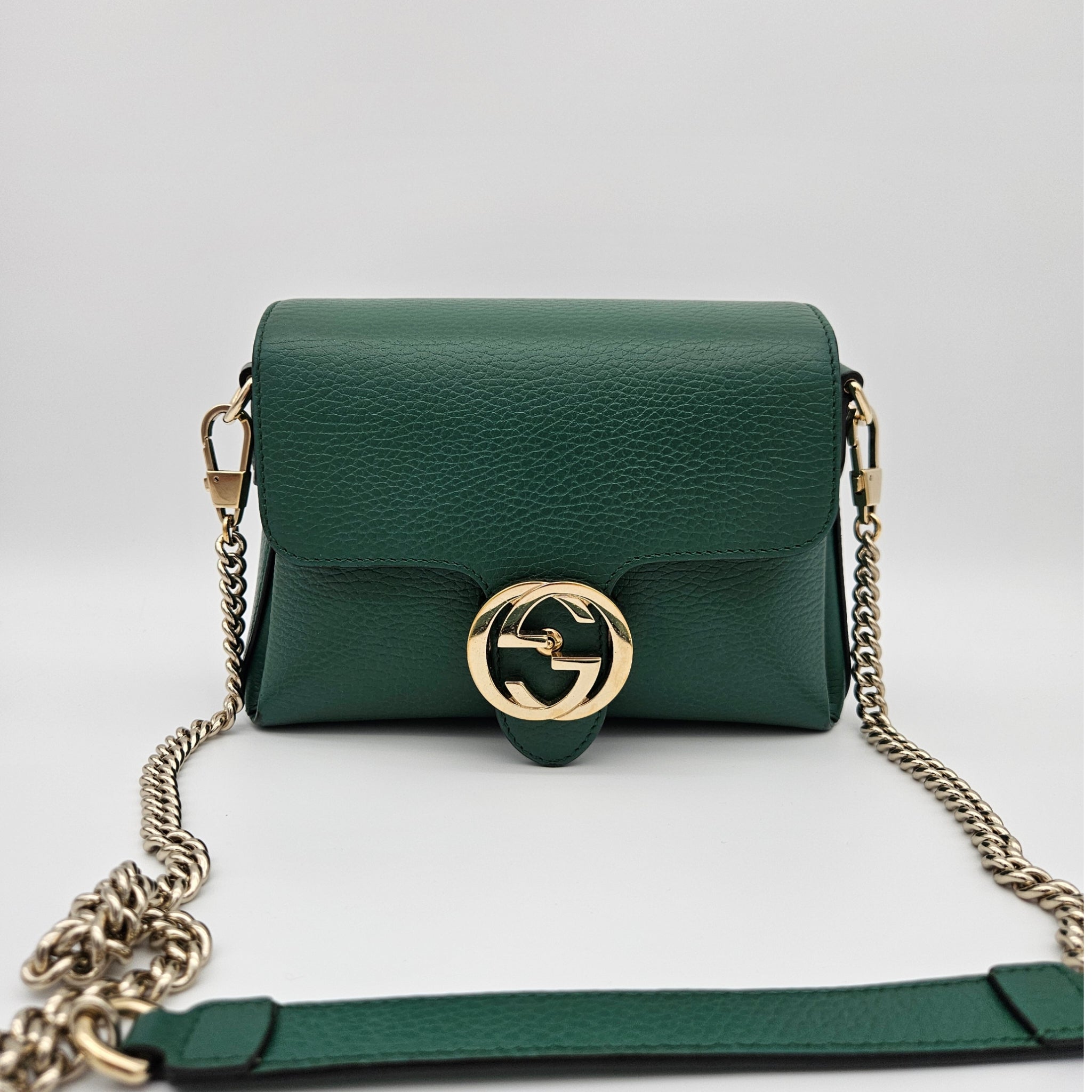 Authentic Interlocking G Leather Green – Mariel's Closet, LLC