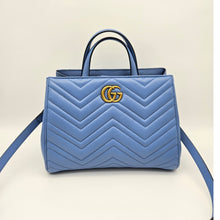 Load image into Gallery viewer, Authentic G G Marmont Tote Blue Leather
