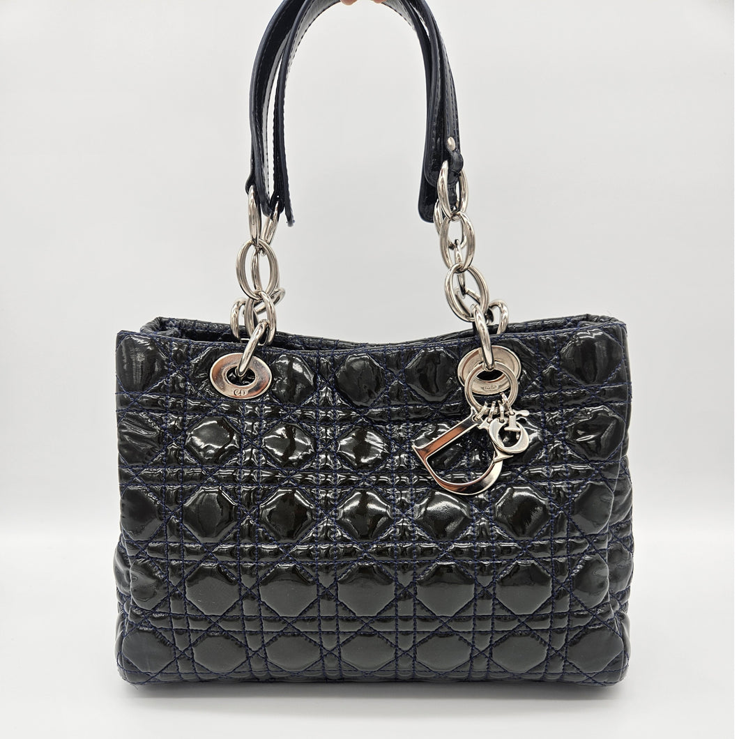 Authentic LadyDior Small Tote Bag Patent leather