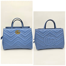Load image into Gallery viewer, Authentic G G Marmont Tote Blue Leather
