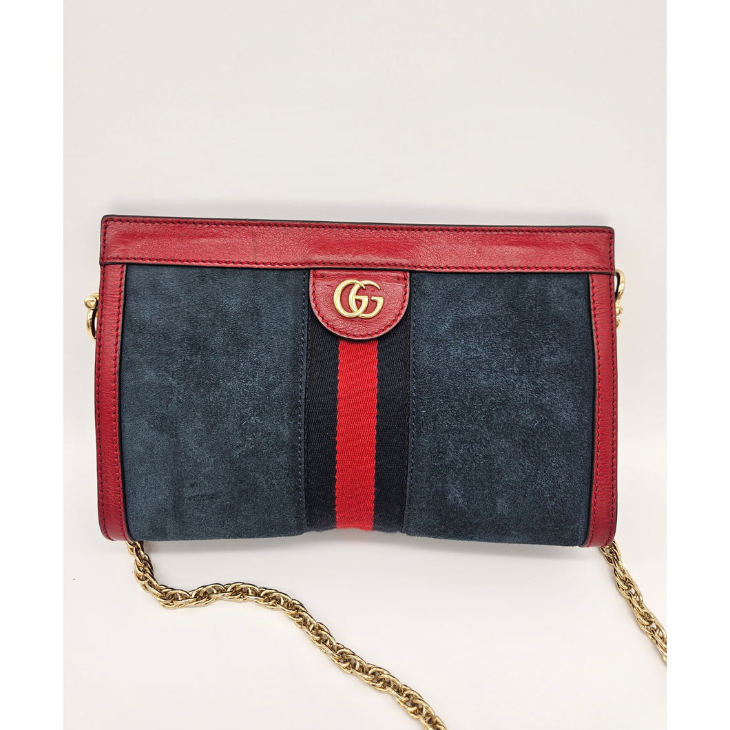 Authentic G G Ophidia Shoulder Bag Navy Blue