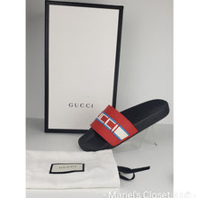 Load image into Gallery viewer, Authentic G G Rubber Stripe 6 Poppy Azur Ecru with Box and Dustbag
